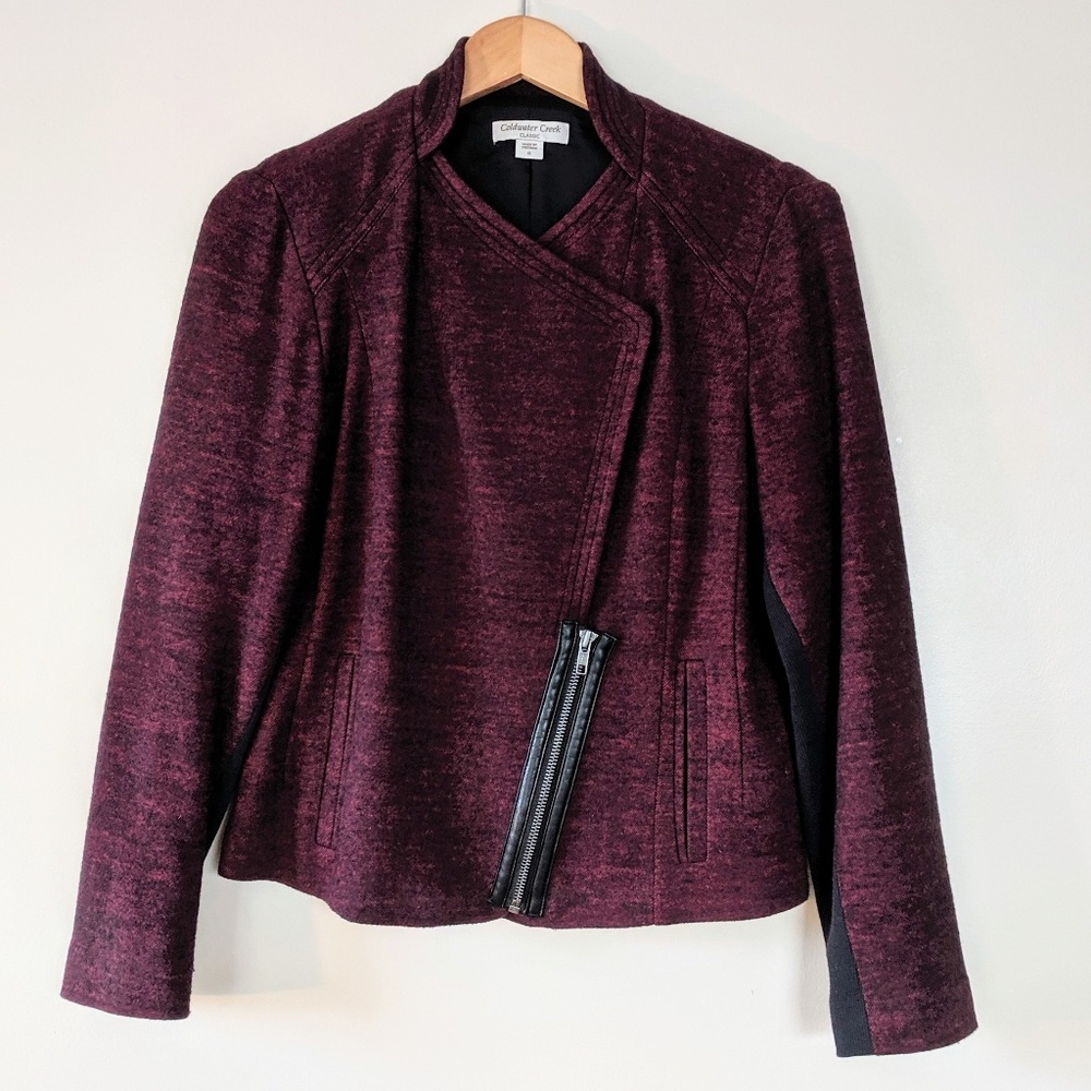 Coldwater Creek Maroon Biker-Chic Jacket